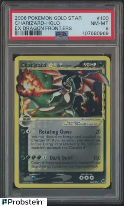 2006 Pokemon Gold Star Ex Dragon Frontiers #100 Charizard Holo PSA 8 NM-MT - Image 1