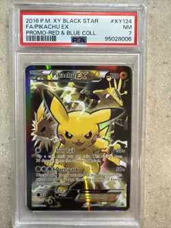 Pokemon Pikachu EX 2016 Black Star Promo Red Blue, #XY124, PSA 7 - Image 1