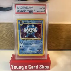 2000 POKEMON GAME BASE II #15 POLIWRATH-HOLO BASE II-BLUE DOT ERROR PSA 8 - Image 1