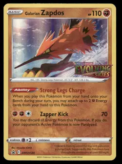 Pokemon Cards Galarian Zapdos SWSH124 SWSH PRE RELEASE Black Star Promo NM - Image 1