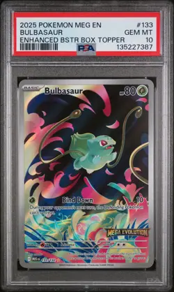 Bulbasaur Enhanced Booster Box Topper Pokemon Mega Evolution 133/132 PSA 10 - Image 1