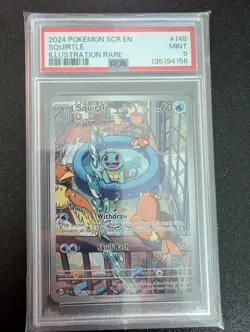 Squirtle #148/142 Pokemon TCG Stellar Crown Illustration Rare PSA Grade 9 Mint - Image 1