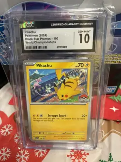 Pokemon Pikachu 190 World Championship Black Star Promo 2024 CGC Gem Mint 10 - Image 1