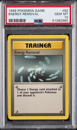 1999 POKEMON BASE SET UNLIMITED #92 ENERGY REMOVAL PSA 10 - Image 1