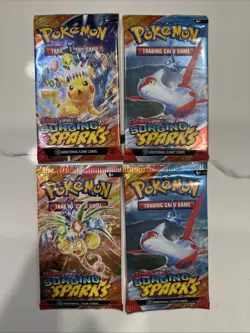 Pokemon Surging Sparks Booster Packs Factory Sealed Full Art Set Lot Of 4 - Image 1