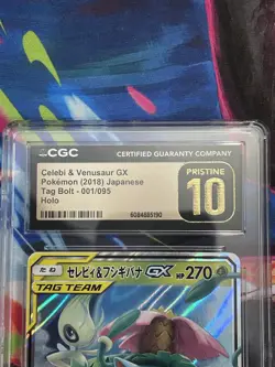 Tag Team 2018 Celebi & Venusaur GX CGC Pristine GEM MINT 10 POKEMON - Image 5