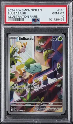 2024 POKEMON SCR EN-STELLAR CROWN ILLUSTRATION RARE #143 BULBASAUR PSA 10 - Image 1