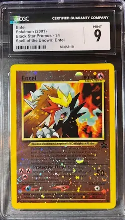 Pokemon TCG Entei Wizards Black Star Promos 34 Holo Promo Promo CGC Mint 9 - Image 1
