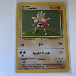 Pokemon TCG Hitmonchan Base Set Holo Unlimited Rare Card 7/102 LP-NM Condition - Image 1