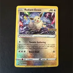 Pokemon Radiant Eevee SWSH230 Pokemon GO Radiant Rare Holo 90HP Basic Card - Image 1
