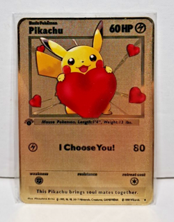 Pikachu I Choose You! Gold Metal Pokemon Card Collectible Valentines Day - Image 1