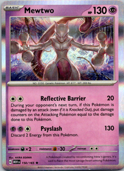 Mewtwo 150/165 Holo Rare Pokemon 151 English Scarlet & Violet NM - Image 1