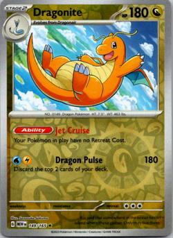 Pokemon TCG Dragonite 149/165 Reverse Holo Rare Scarlet & Violet 151 2023 NM - Image 1