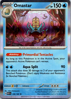 Pokemon TCG Omastar Scarlet & Violet - 151 139/165 Holo Rare NM - Image 1
