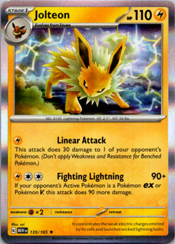 Pokemon TCG Jolteon Scarlet & Violet - 151 135/165 Holo Rare NM - Image 1