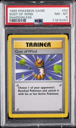 1999 POKEMON BASE SET SHADOWLESS #93 GUST OF WIND PSA 8 - Image 1