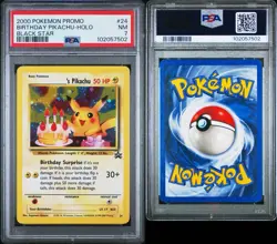 2001 POKEMON PROMO BLACK STAR #24 BIRTHDAY PIKACHU HOLO PSA 7 ENGLISH SWIRL NM - Image 3
