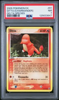 PSA 7 2005 Pokemon EX Delta Species Ditto Charmander Non Holo Uncommon 61/113 - Image 1