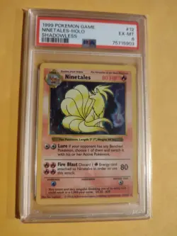 Pokemon Ninetales Base Set Shadowless Holo Rare #12 PSA 6 - Image 1