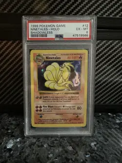 Pokemon Ninetales Base Set Shadowless Holo Rare #12 PSA 6 - Image 1