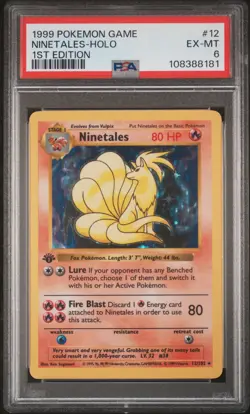 NINETALES Base Set 1st Edition Shadowless Holo Rare #12 PSA 6 Vintage Pokemon - Image 1