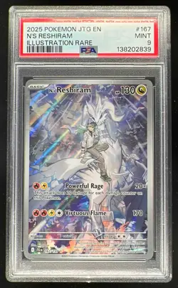 2025 Pokemon Journey Together #167/159 N's Reshiram PSA 9 - Image 1
