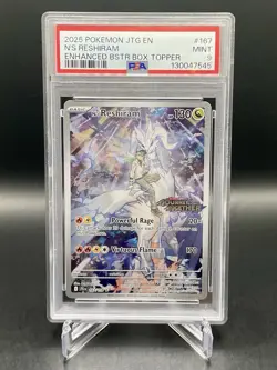 PSA 9 N's Reshiram 167/159 Journey Together Stamped Promo Box Topper Pokemon NM - Image 1