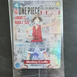 One Piece Monkey D. Luffy US Voyage College Basketball Promo P-055 SEALED - Image 1