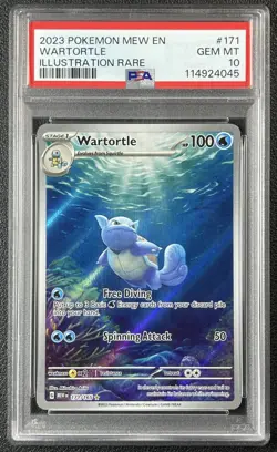 WARTORTLE PSA 10 2023 POKEMON SV 151 MEW EN #171/165 ILLUSTRATION RARE IR GEM 45 - Image 1