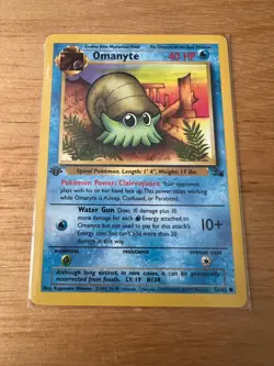 Pokemon TCG Omanyte 52/62 Pokemon Fossil Set 1st Edition Common WOTC - Image 3