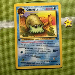 Pokemon TCG Omanyte 1st Edition Fossil Common: 52/62 LP WOTC. - Image 1
