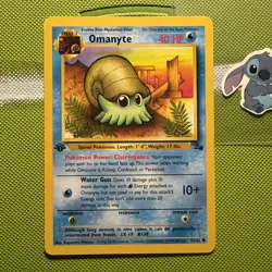Pokemon TCG Omanyte 1st Edition Fossil Common: 52/62 LP WOTC. - Image 1