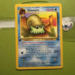 Pokemon TCG Omanyte 1st Edition Fossil Common: 52/62 LP WOTC. - Image 1