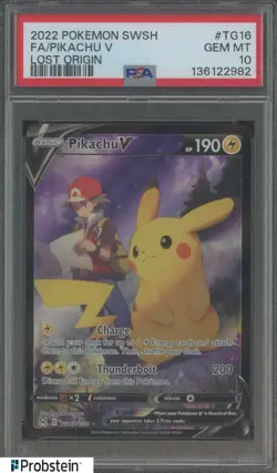 2022 Pokemon TCG SWSH Lost Origin #TG16 Pikachu V FA PSA 10 GEM MINT - Image 1