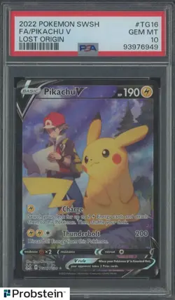"2022 Pokemon TCG SWSH Lost Origin #TG16 Pikachu V FA PSA 10 GEM MINT - Image 1