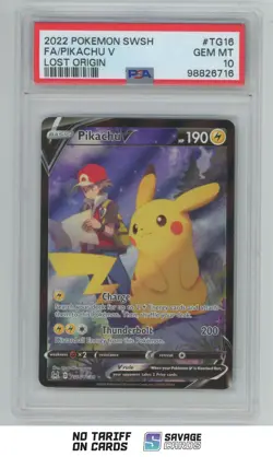 2022 Pokemon SWSH Lost Origin FA Pikachu V PSA 10 #TG16/TG30 - Image 1