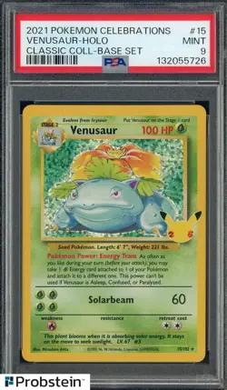 2021 Pokemon Celebrations Classic Coll Base Set #15 Venusaur Holo PSA 9 - Image 1