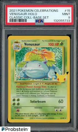 2021 Pokemon Celebrations Classic Coll Base Set #15 Venusaur Holo PSA 9 - Image 1
