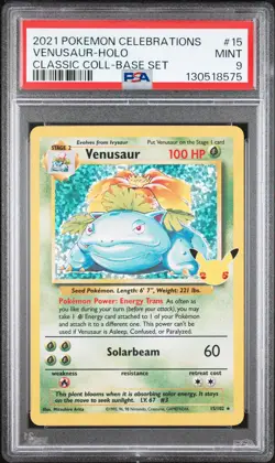 2021 POKEMON CELEBRATIONS CLASSIC COLL #15 VENUSAUR-HOLO PSA 9 - Image 1