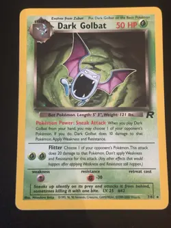 Pokemon TCG Dark Golbat Holo Card 7/82 Team Rocket Series *swirl* - Image 1