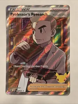 Professor's Research Full Art 024/025 Ultra Rare Holo Celebrations Pokemon TCG - Image 1