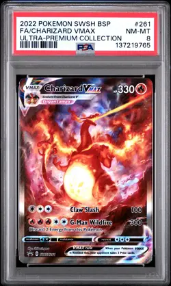 2022 POKEMON SWSH ULTRA-PREMIUM COLLECTION #261 FULL ART/CHARIZARD VMAX PSA 8 - Image 1