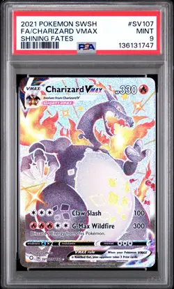2021 POKEMON SWORD & SHIELD SHINING FATES #SV107 FULL ART/CHARIZARD VMAX PSA 9 - Image 1