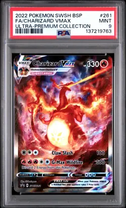 2022 POKEMON SWSH BLACK STAR PROMO #261 FULL ART/CHARIZARD VMAX PSA 9 - Image 1