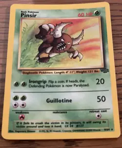 PINSIR 1999 POKEMON ORIGINAL JUNGLE RARE HOLO 9/64 Card Cards LP TCG Stagbeetle - Image 4