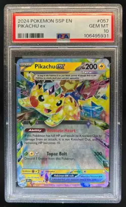 2024 Pokemon SV Surging Sparks Pikachu Ex #057/191 PSA 10 - Image 1