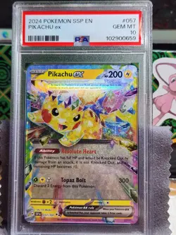 Pokemon 2024 Pikachu ex 057/191 Full Art Surging Sparks GEM MINT PSA 10 - Image 1