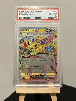 Pikachu EX PSA 10 #057/191 Pokemon TCG Surging Sparks 2024 - Image 1