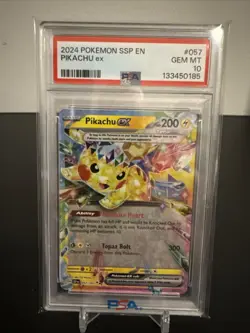 Pokemon 2024 Pikachu ex 057/191 Full Art Surging Sparks GEM MINT PSA 10 - Image 1