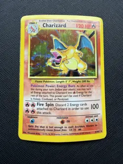 Pokemon TCG Charizard 4/102 Base Set,holo Unlimited 1999 HP/DMG SEE PICS! - Image 1